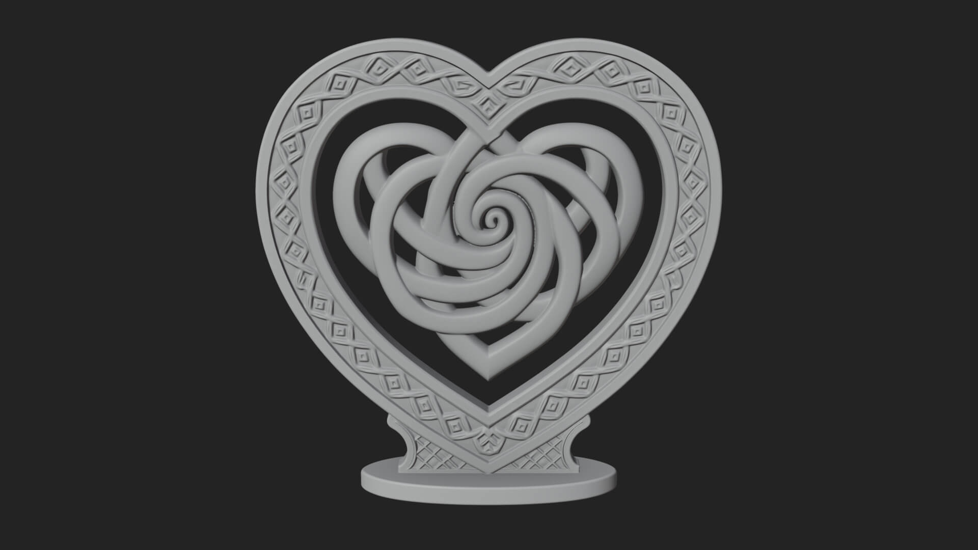 Ornate Framed Heart Plaque Design 280 3D Print Model 3D Model
