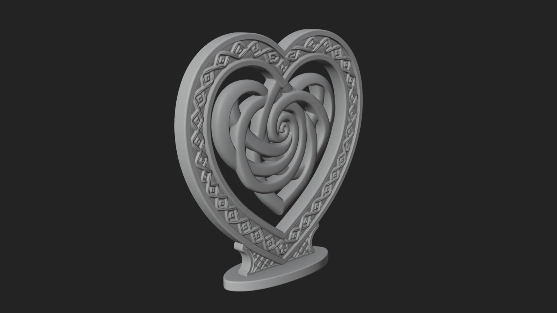 Ornate Framed Heart Plaque Design 280 3D Print Model 3D Model