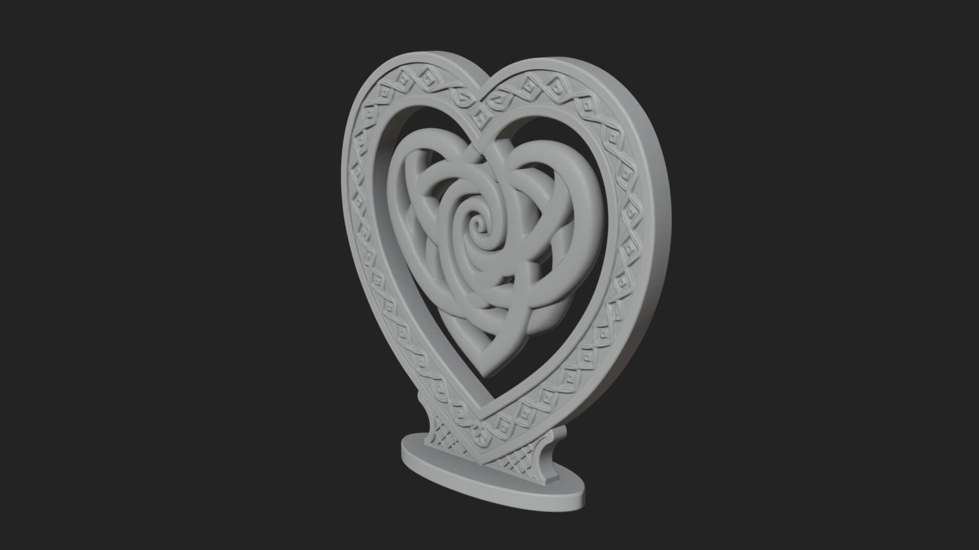 Ornate Framed Heart Plaque Design 280 3D Print Model 3D Model