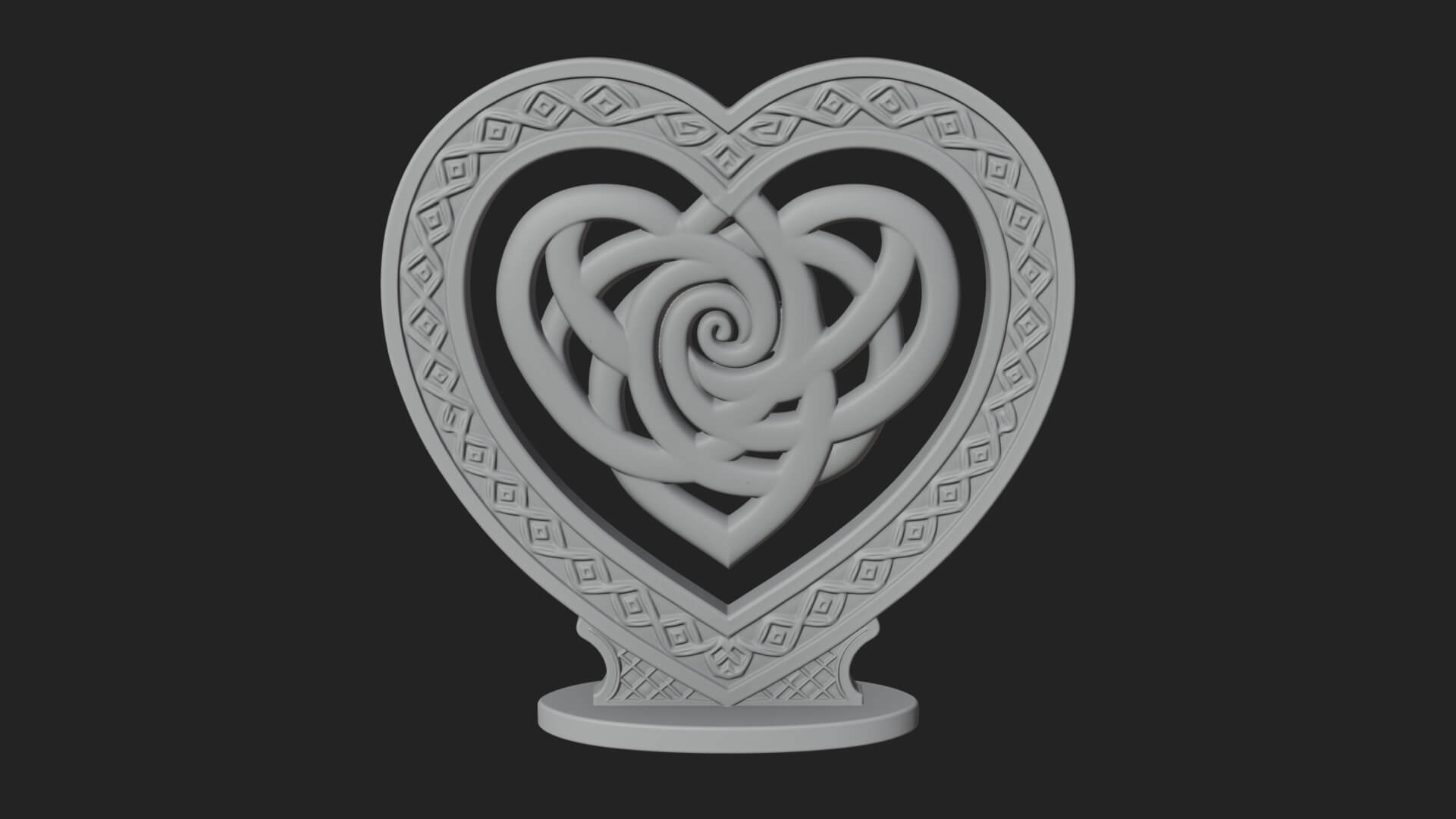 Ornate Framed Heart Plaque Design 280 3D Print Model 3D Model
