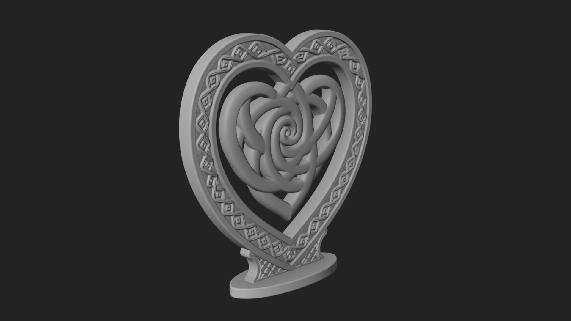 Ornate Framed Heart Plaque Design 280 3D Print Model 3D Model