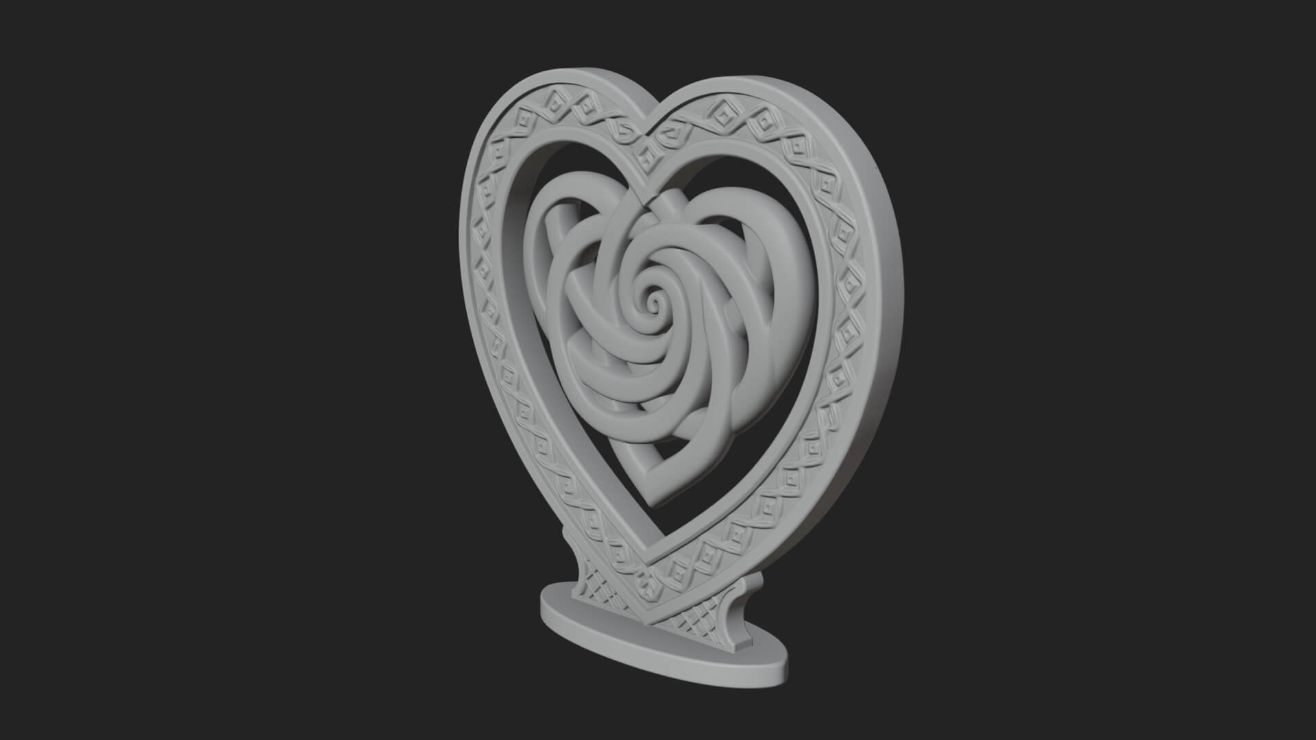Ornate Framed Heart Plaque Design 280 3D Print Model 3D Model