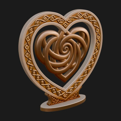 Ornate Framed Heart Plaque Design 280 3D Print Model