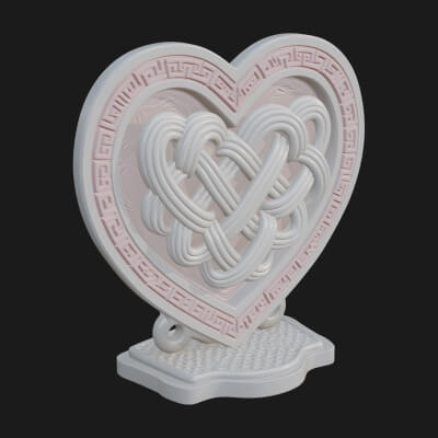 Ornate Framed Heart Plaque Design 292 3D Print Model