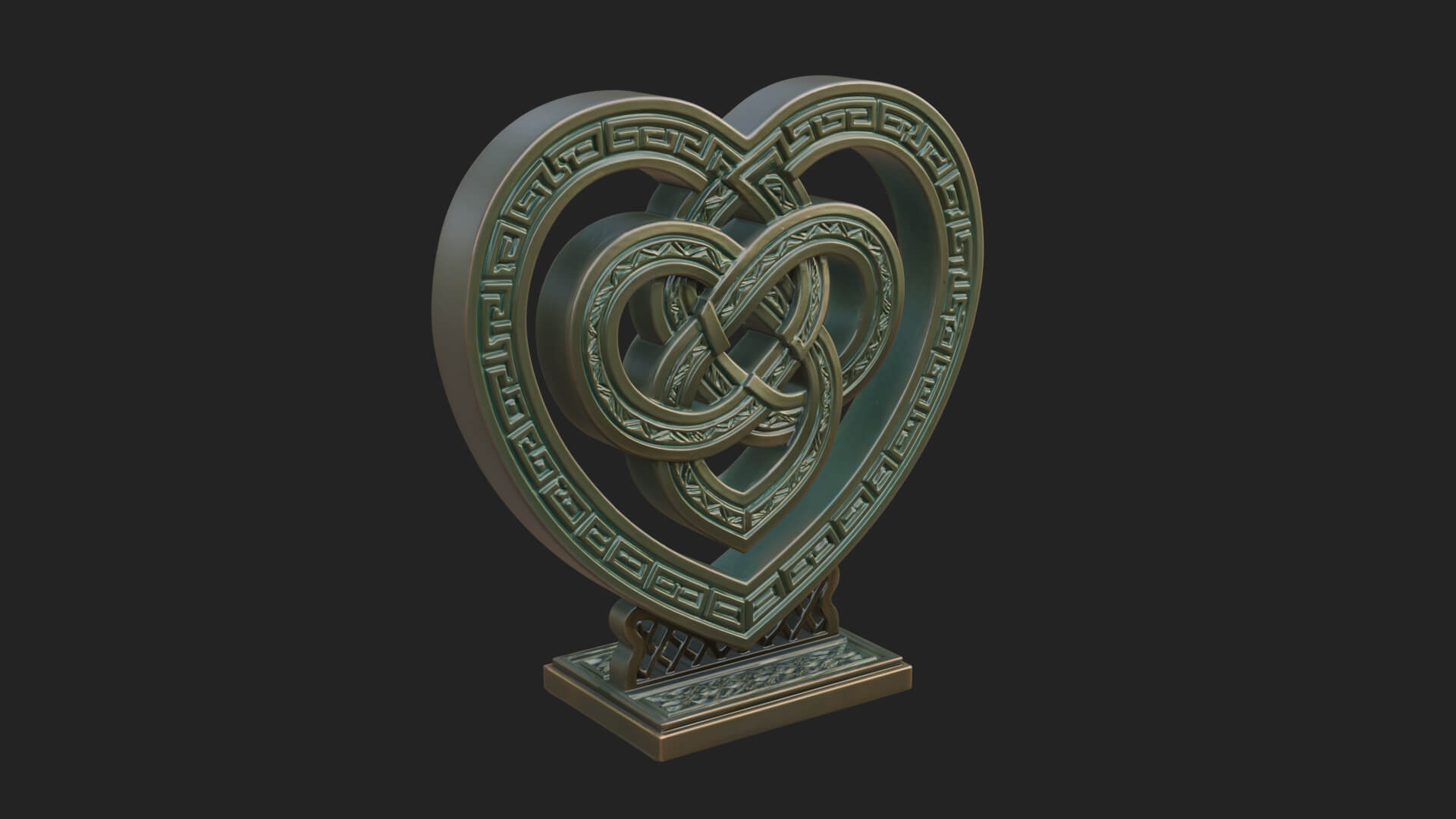 Ornate Framed Heart Plaque Design 293 3D Print Model 3D Model