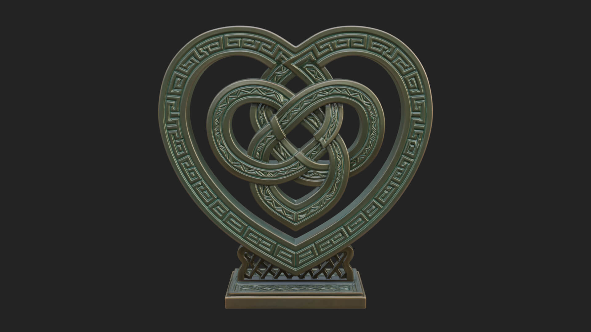 Ornate Framed Heart Plaque Design 293 3D Print Model 3D Model
