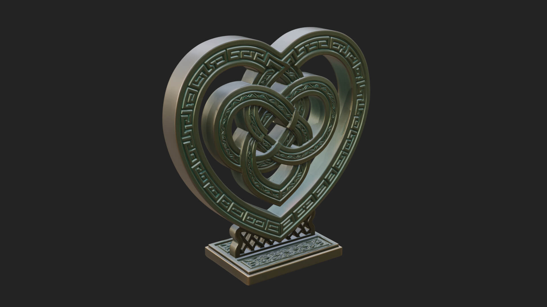 Ornate Framed Heart Plaque Design 293 3D Print Model 3D Model
