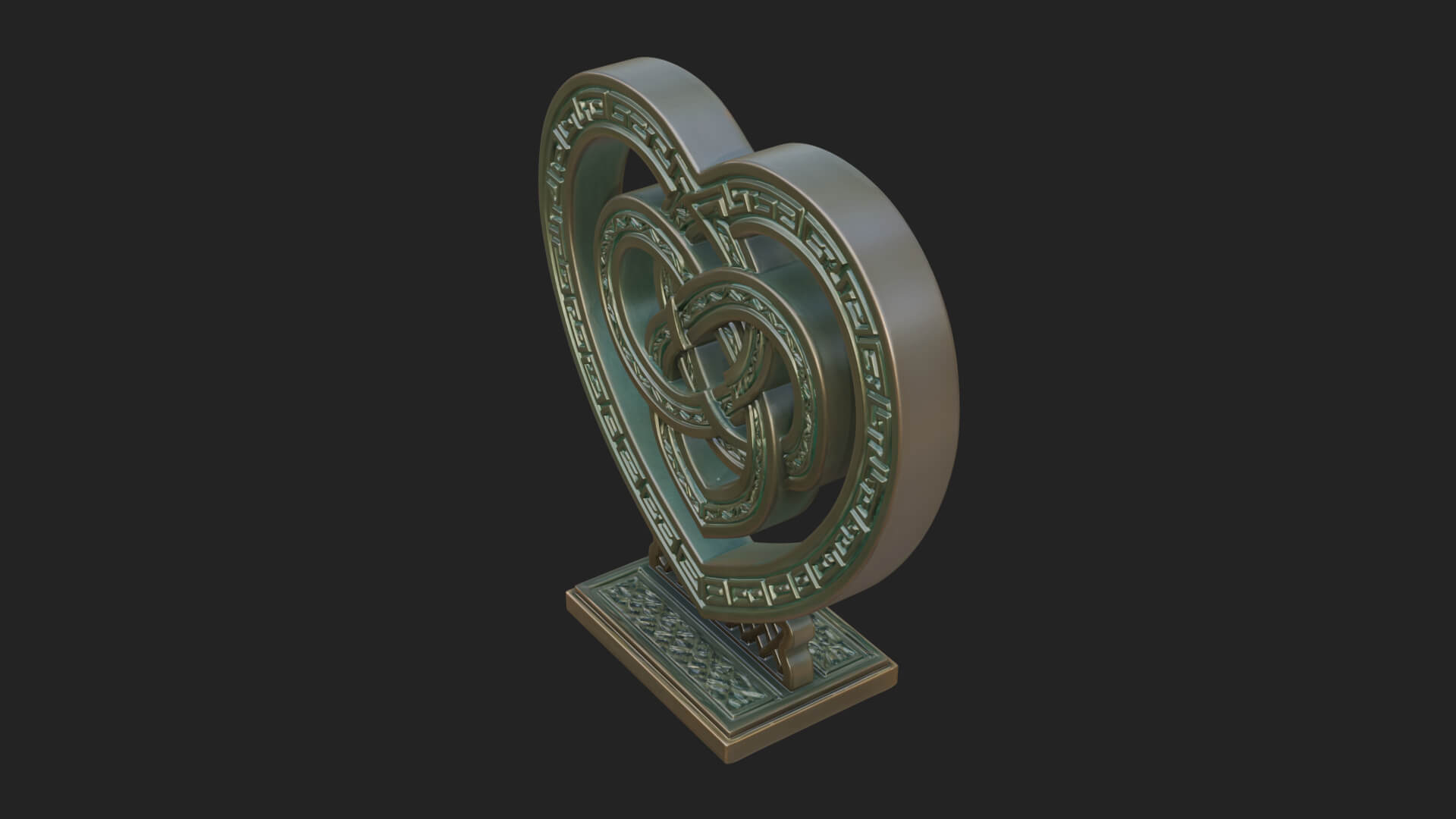 Ornate Framed Heart Plaque Design 293 3D Print Model 3D Model