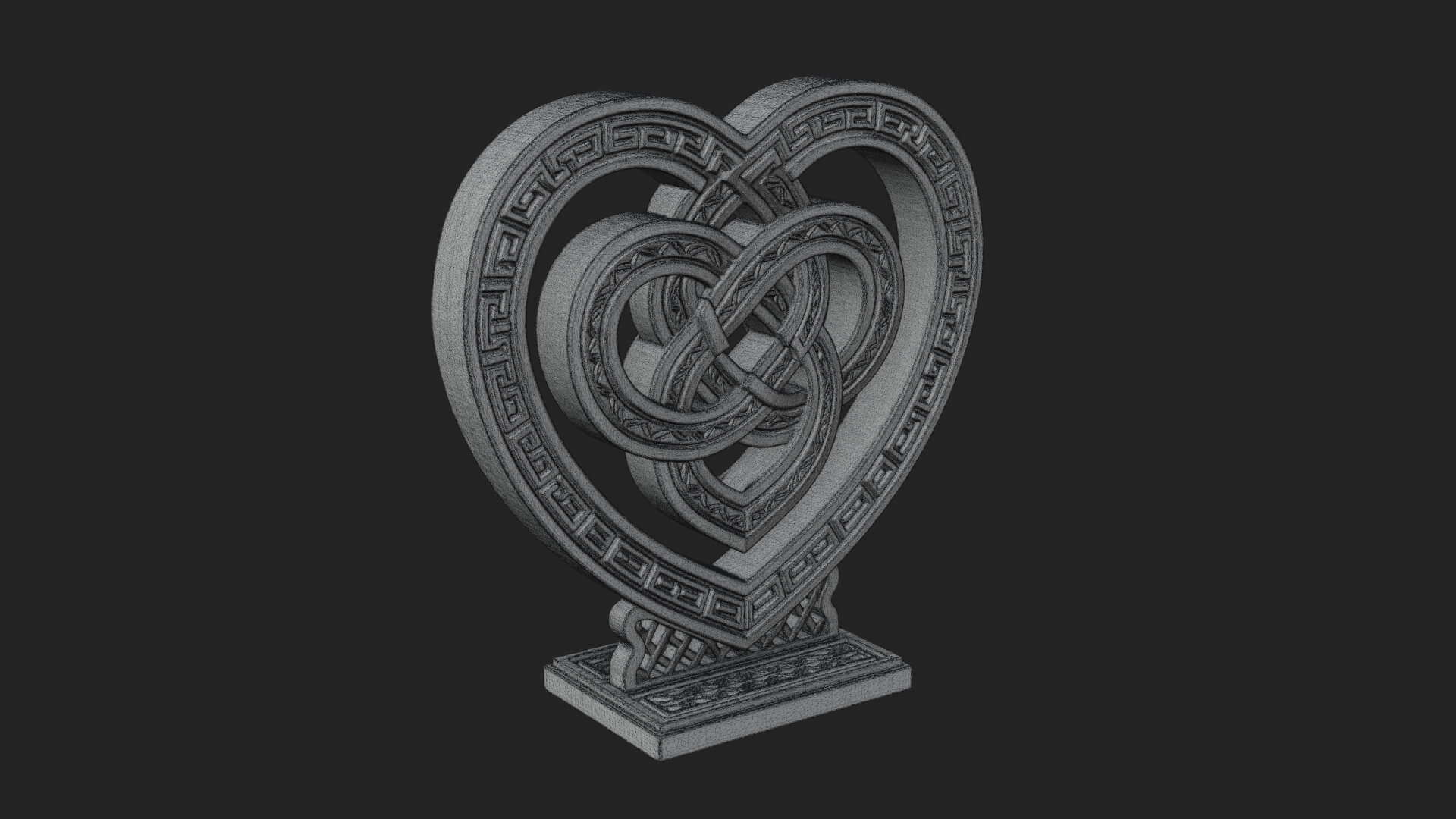Ornate Framed Heart Plaque Design 293 3D Print Model 3D Model
