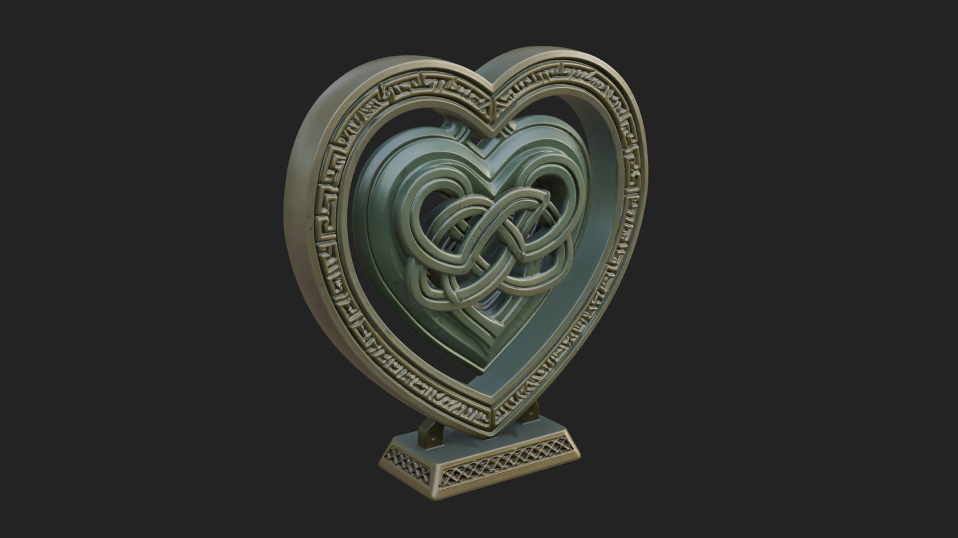 Ornate Framed Heart Plaque Design 294 3D Print Model 3D Model