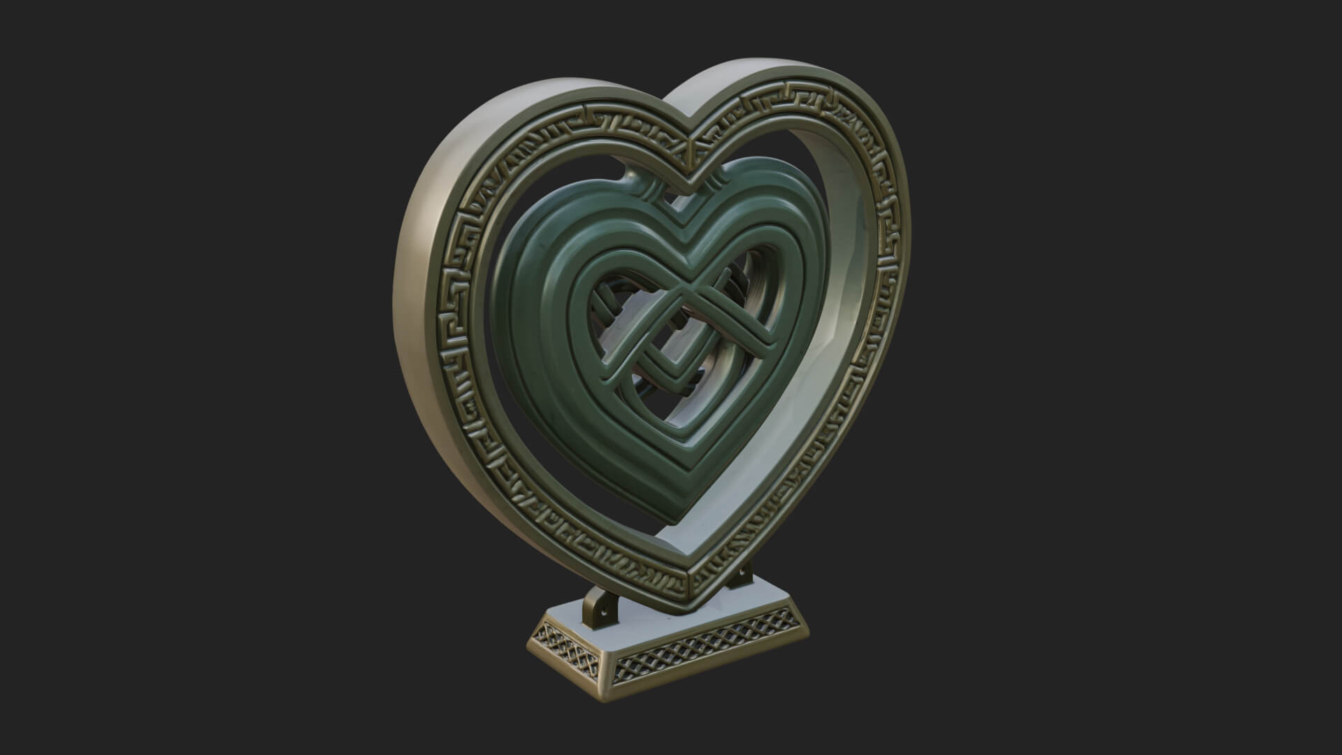 Ornate Framed Heart Plaque Design 294 3D Print Model 3D Model