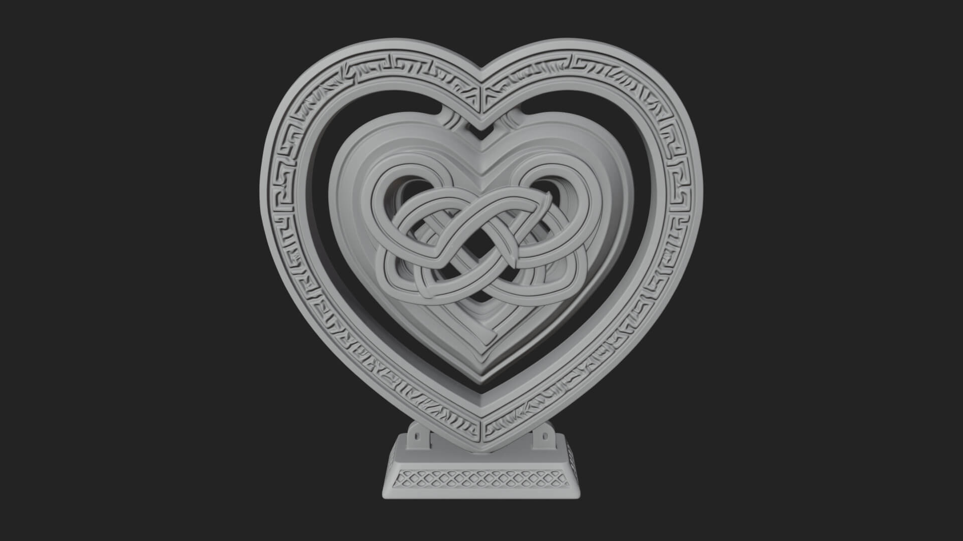 Ornate Framed Heart Plaque Design 294 3D Print Model 3D Model