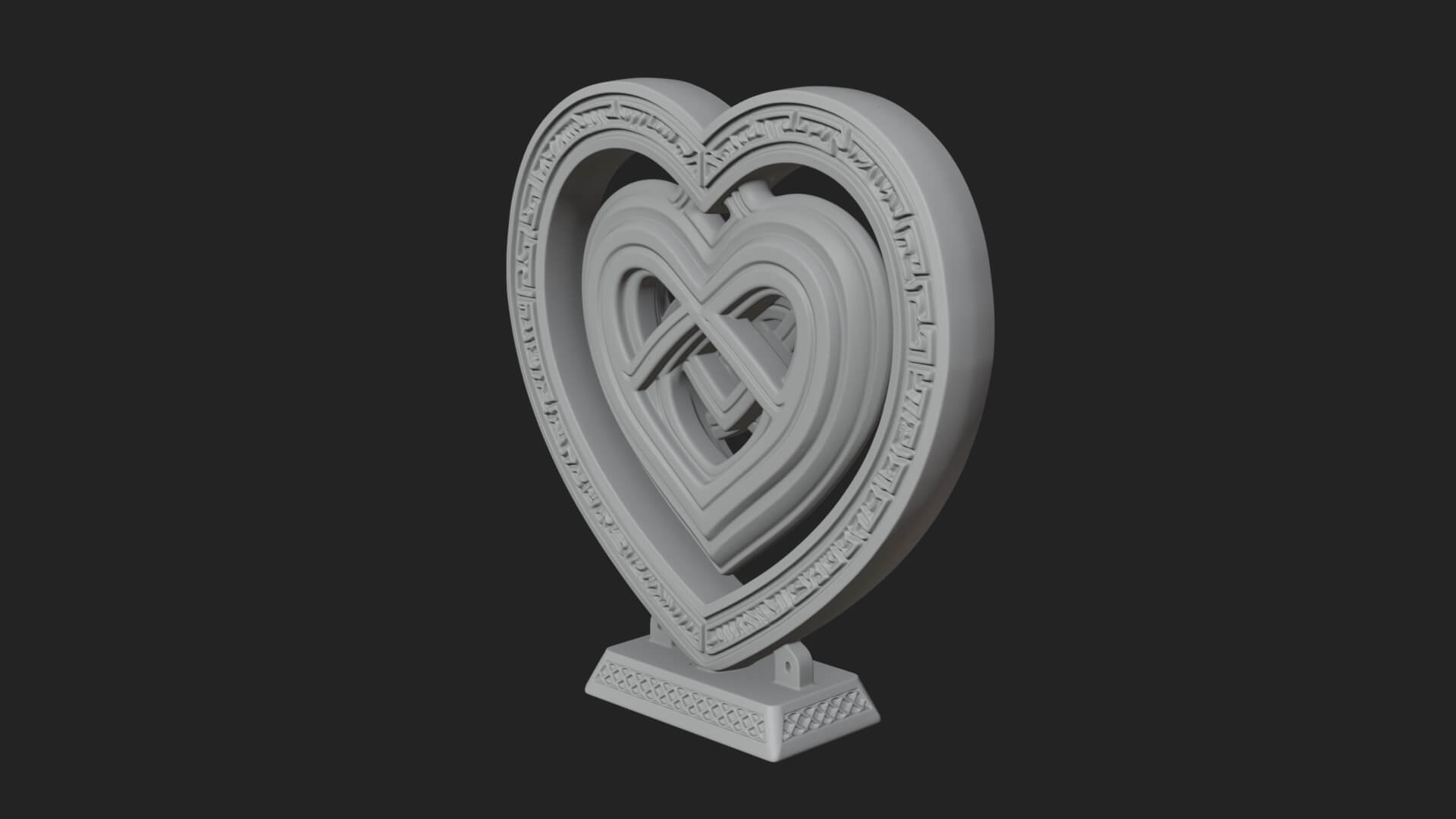 Ornate Framed Heart Plaque Design 294 3D Print Model 3D Model