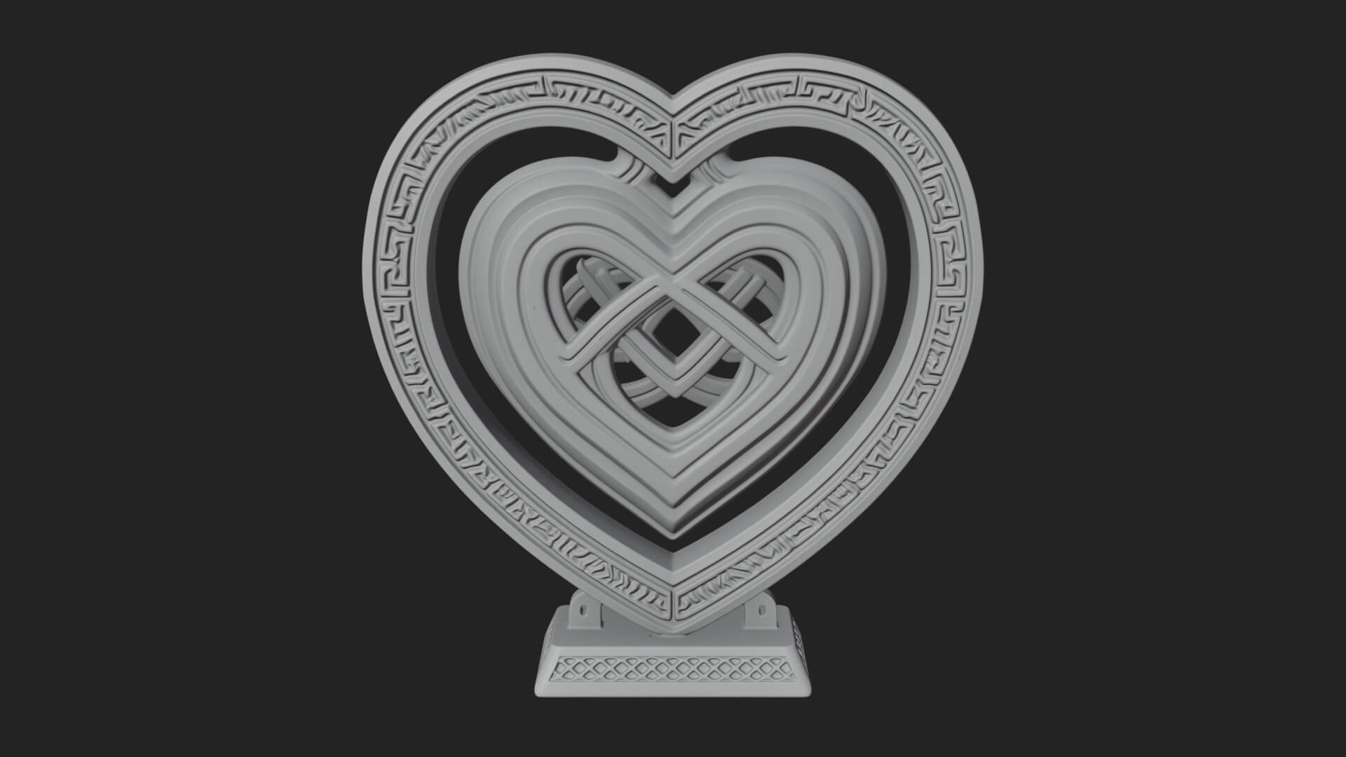 Ornate Framed Heart Plaque Design 294 3D Print Model 3D Model