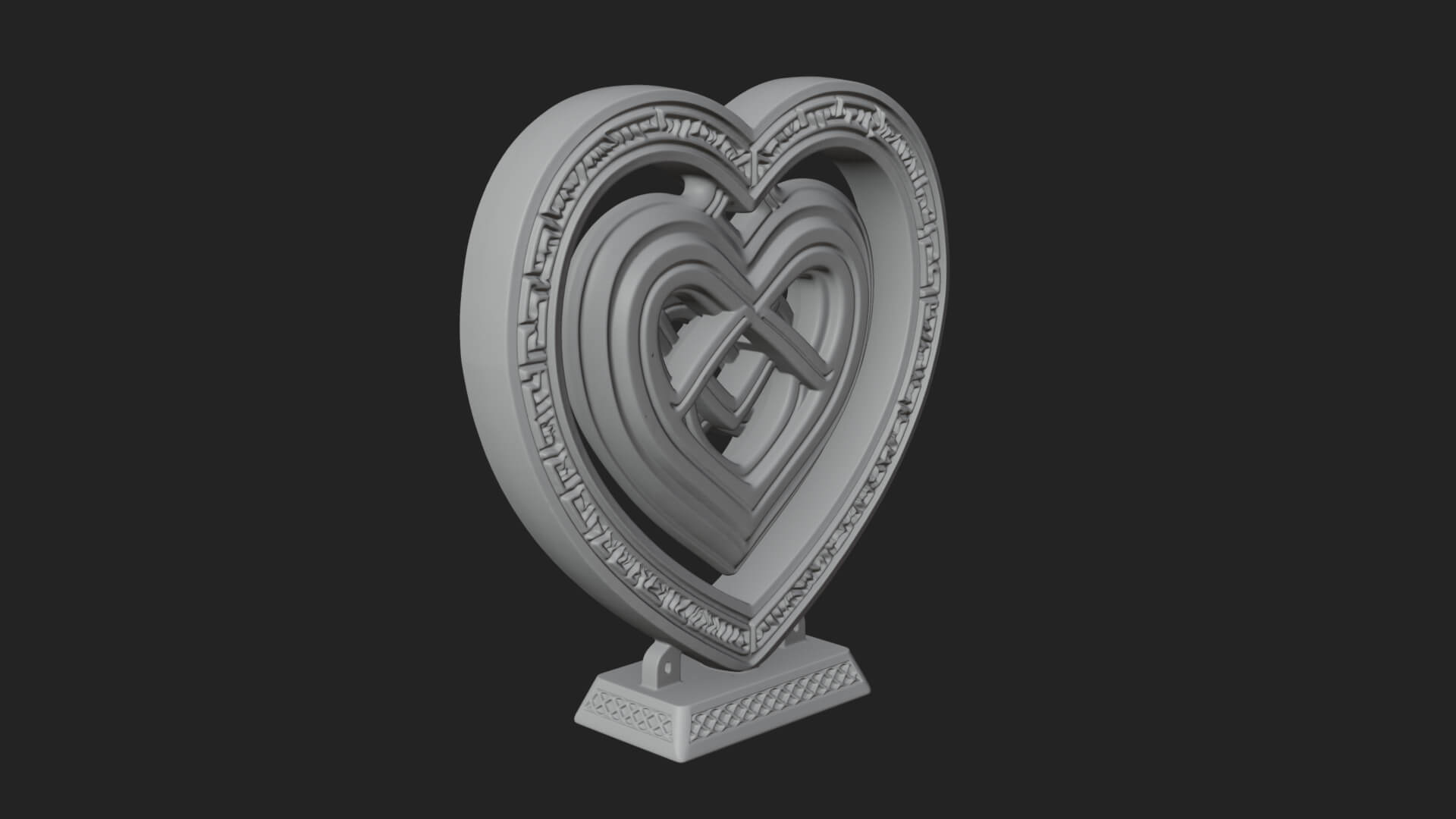 Ornate Framed Heart Plaque Design 294 3D Print Model 3D Model