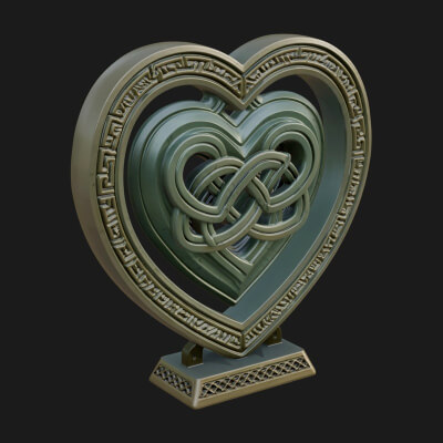 Ornate Framed Heart Plaque Design 294 3D Print Model