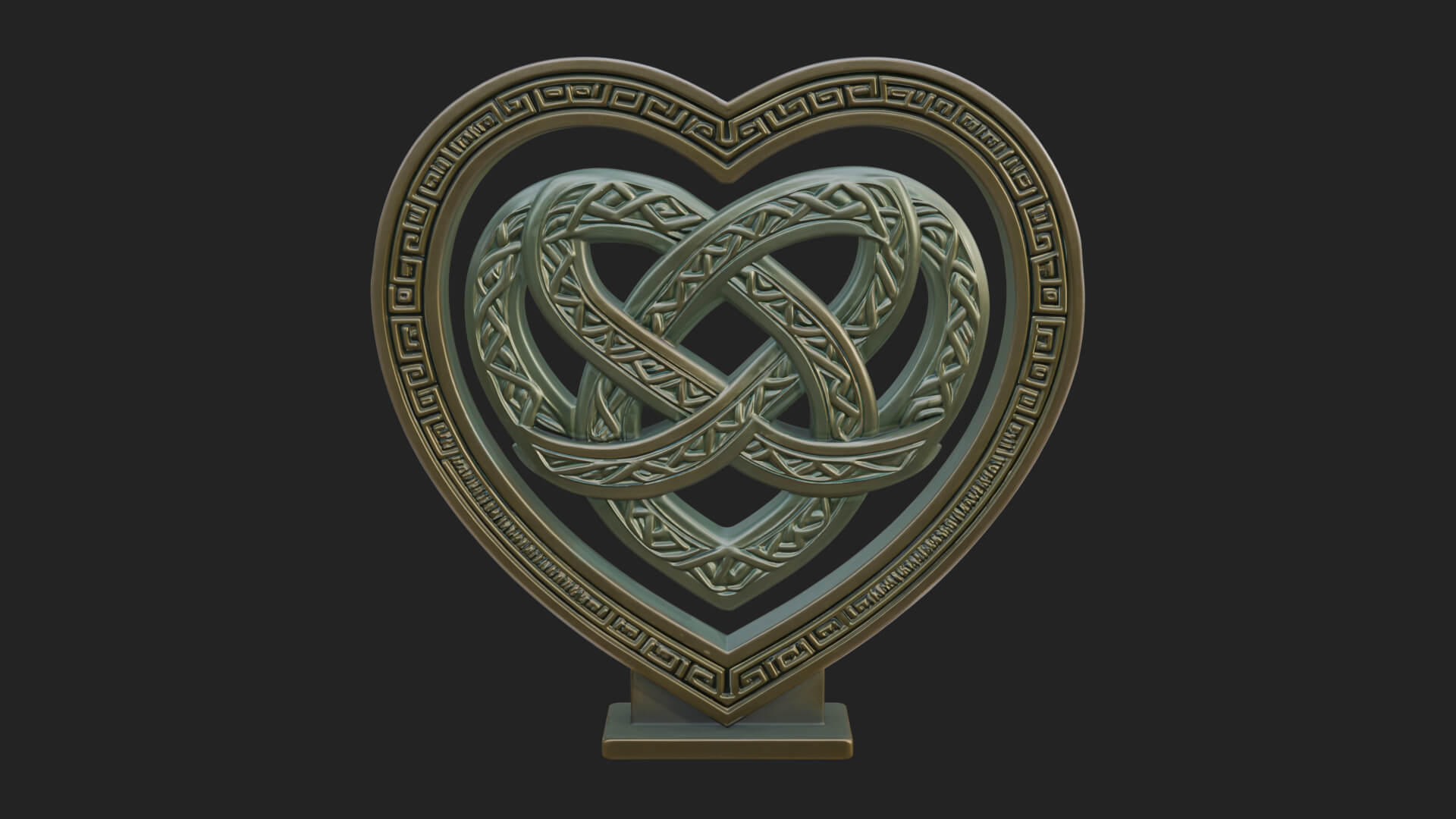 Ornate Framed Heart Plaque Design 295 3D Print Model 3D Model