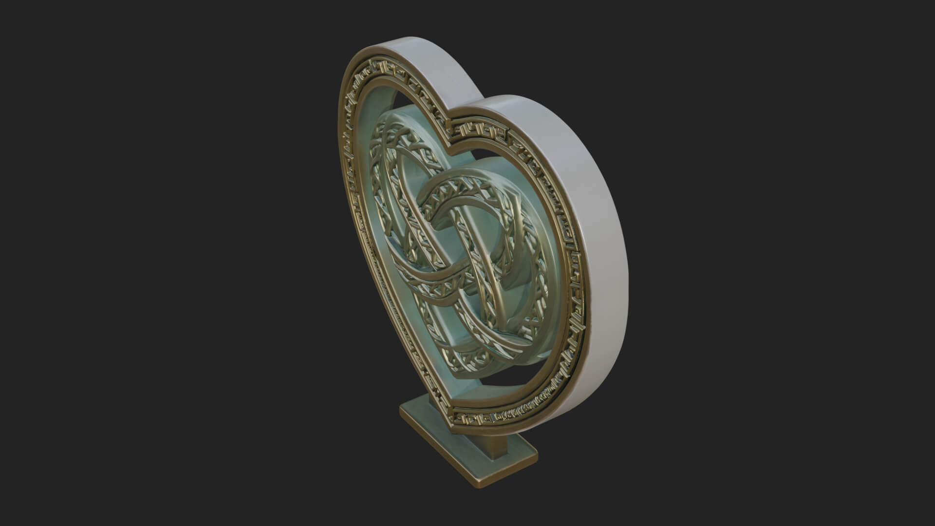 Ornate Framed Heart Plaque Design 295 3D Print Model 3D Model