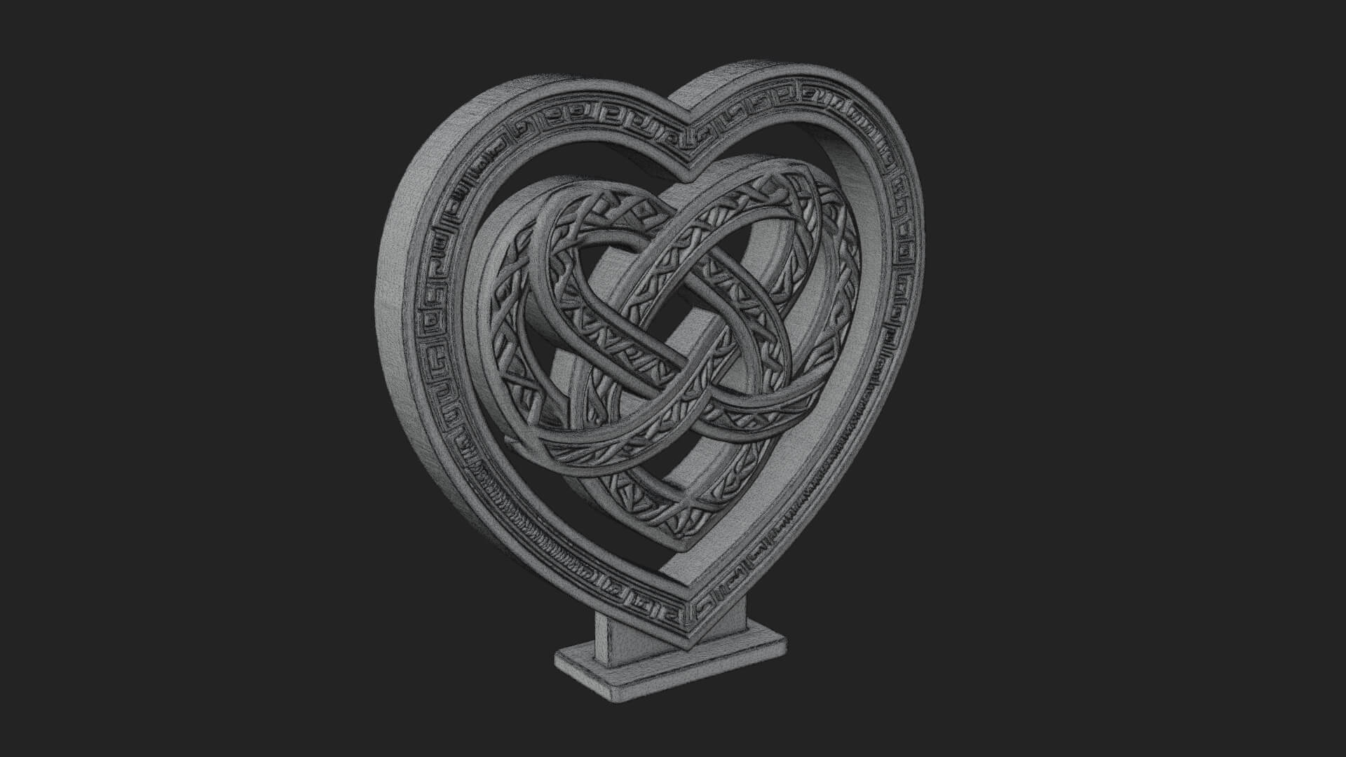 Ornate Framed Heart Plaque Design 295 3D Print Model 3D Model