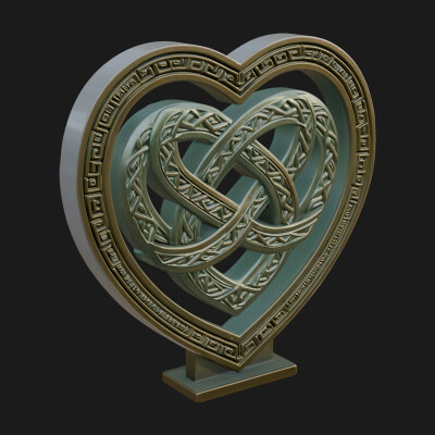 Ornate Framed Heart Plaque Design 295 3D Print Model