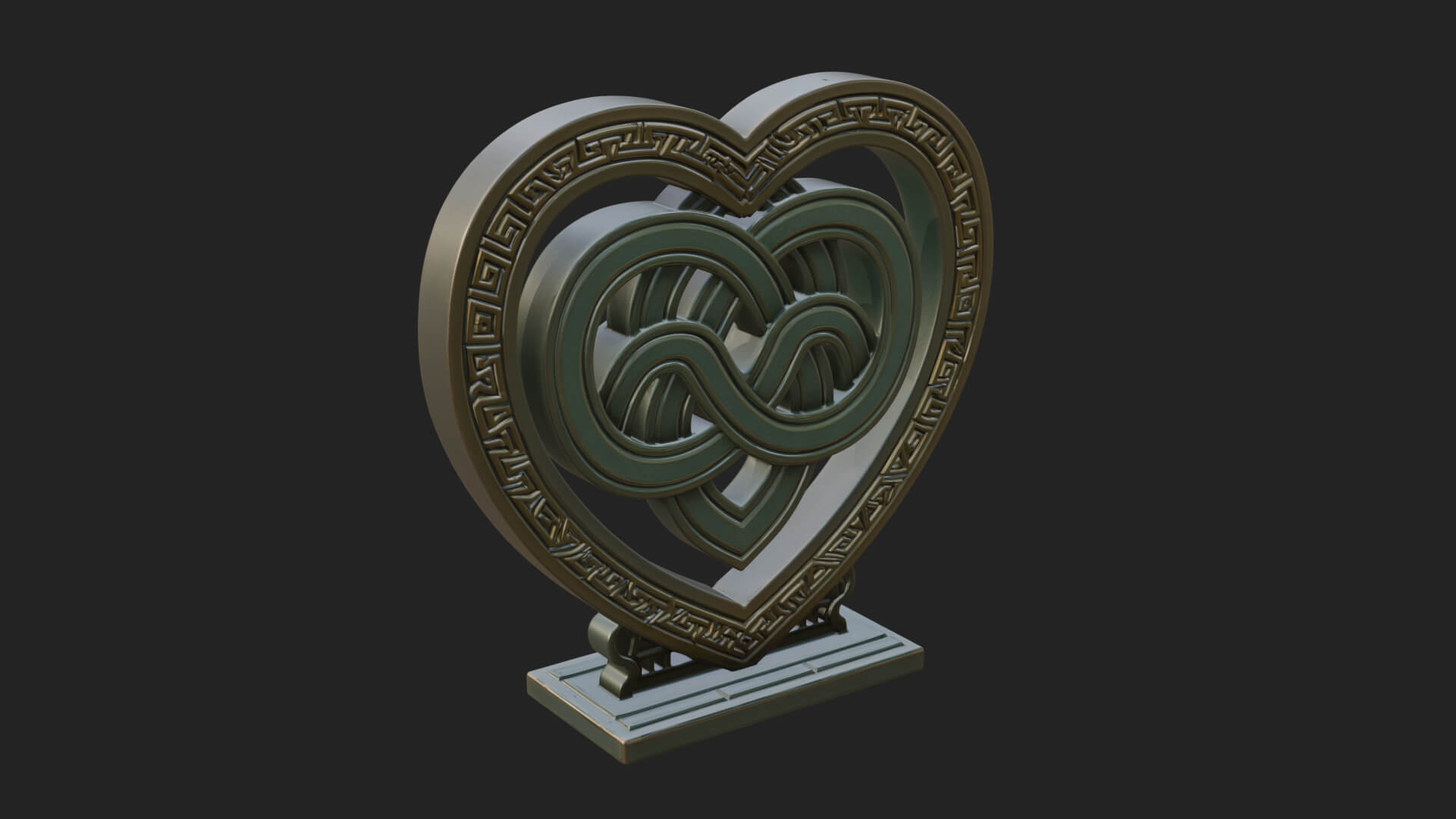 Ornate Framed Heart Plaque Design 296 3D Print Model 3D Model