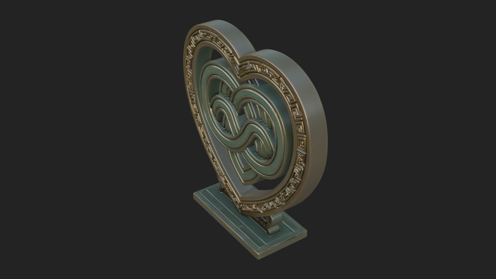 Ornate Framed Heart Plaque Design 296 3D Print Model 3D Model