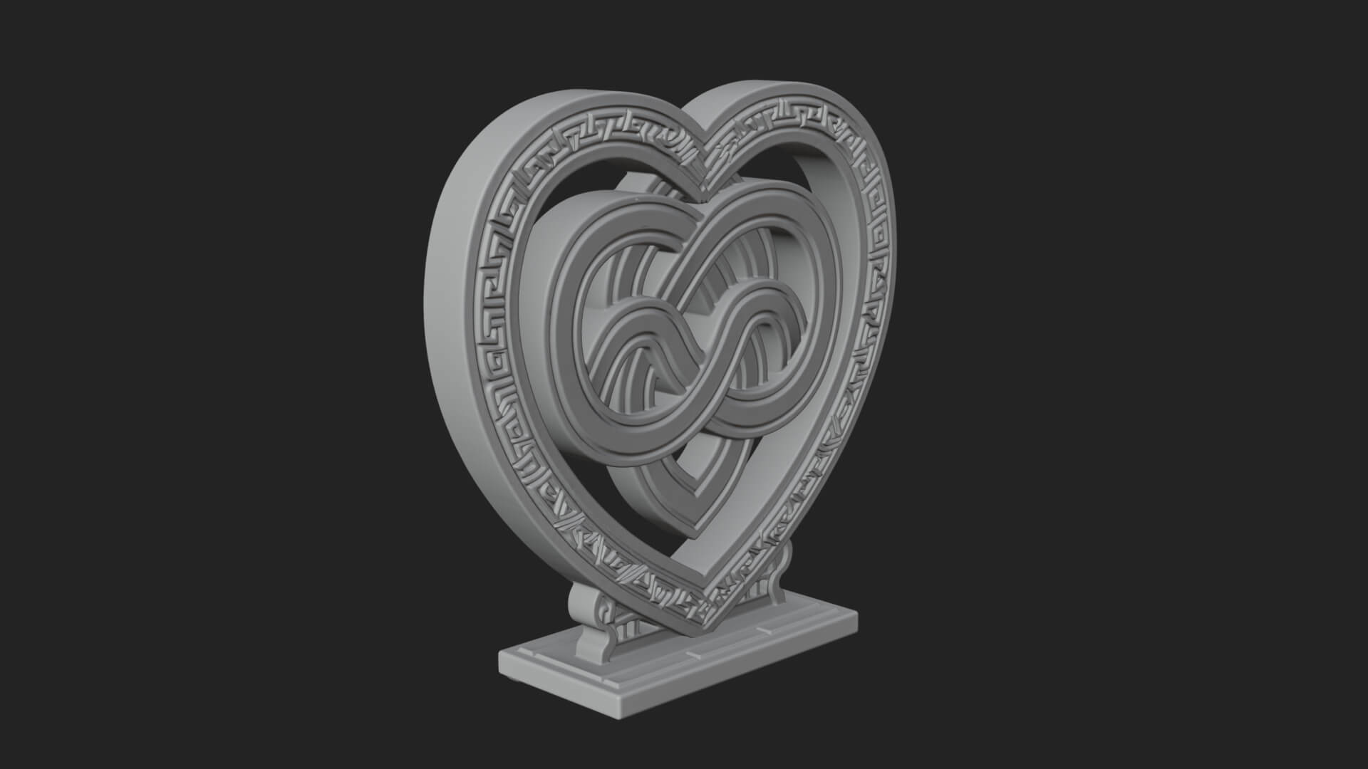 Ornate Framed Heart Plaque Design 296 3D Print Model 3D Model