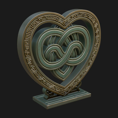 Ornate Framed Heart Plaque Design 296 3D Print Model