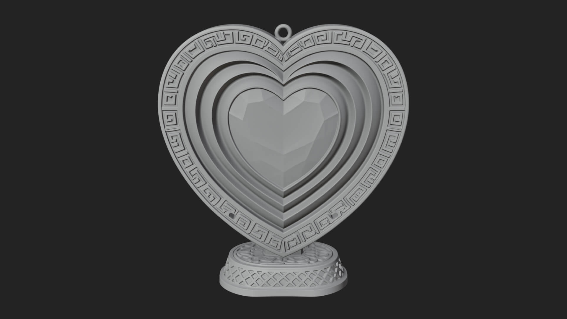 Ornate Framed Heart Plaque Design 298 3D Print Model 3D Model