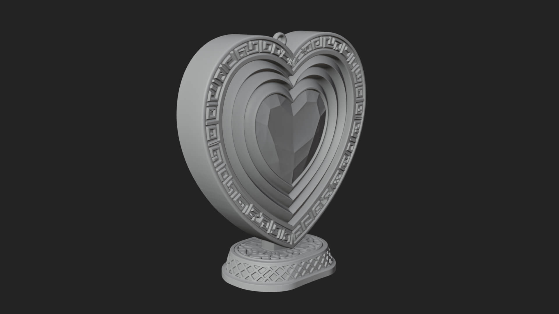 Ornate Framed Heart Plaque Design 298 3D Print Model 3D Model