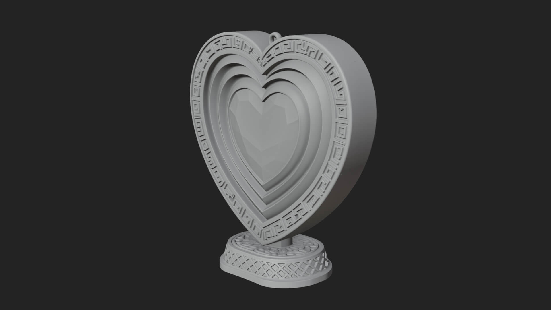 Ornate Framed Heart Plaque Design 298 3D Print Model 3D Model