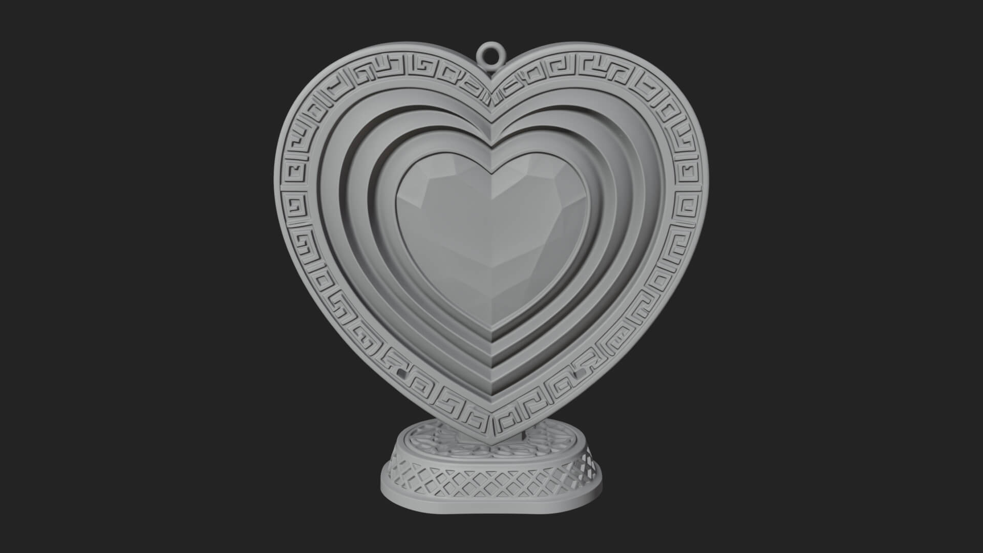 Ornate Framed Heart Plaque Design 298 3D Print Model 3D Model