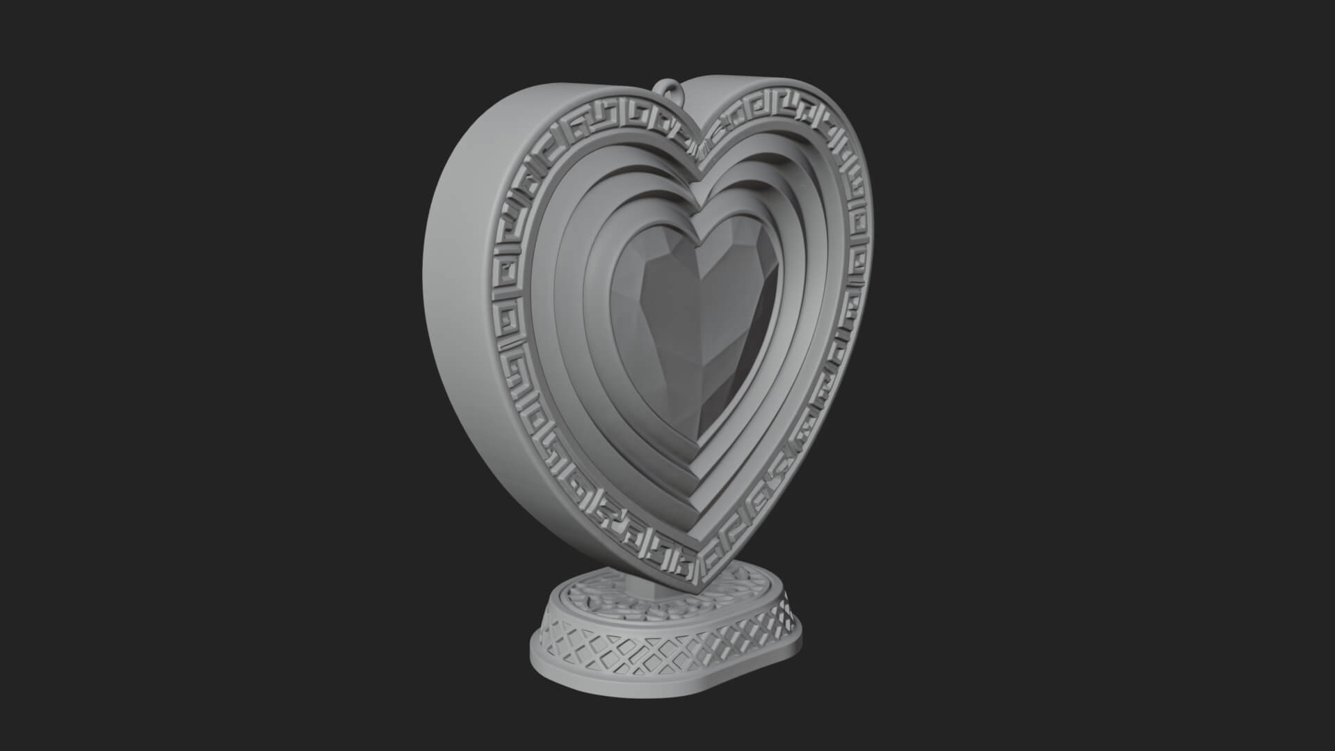 Ornate Framed Heart Plaque Design 298 3D Print Model 3D Model