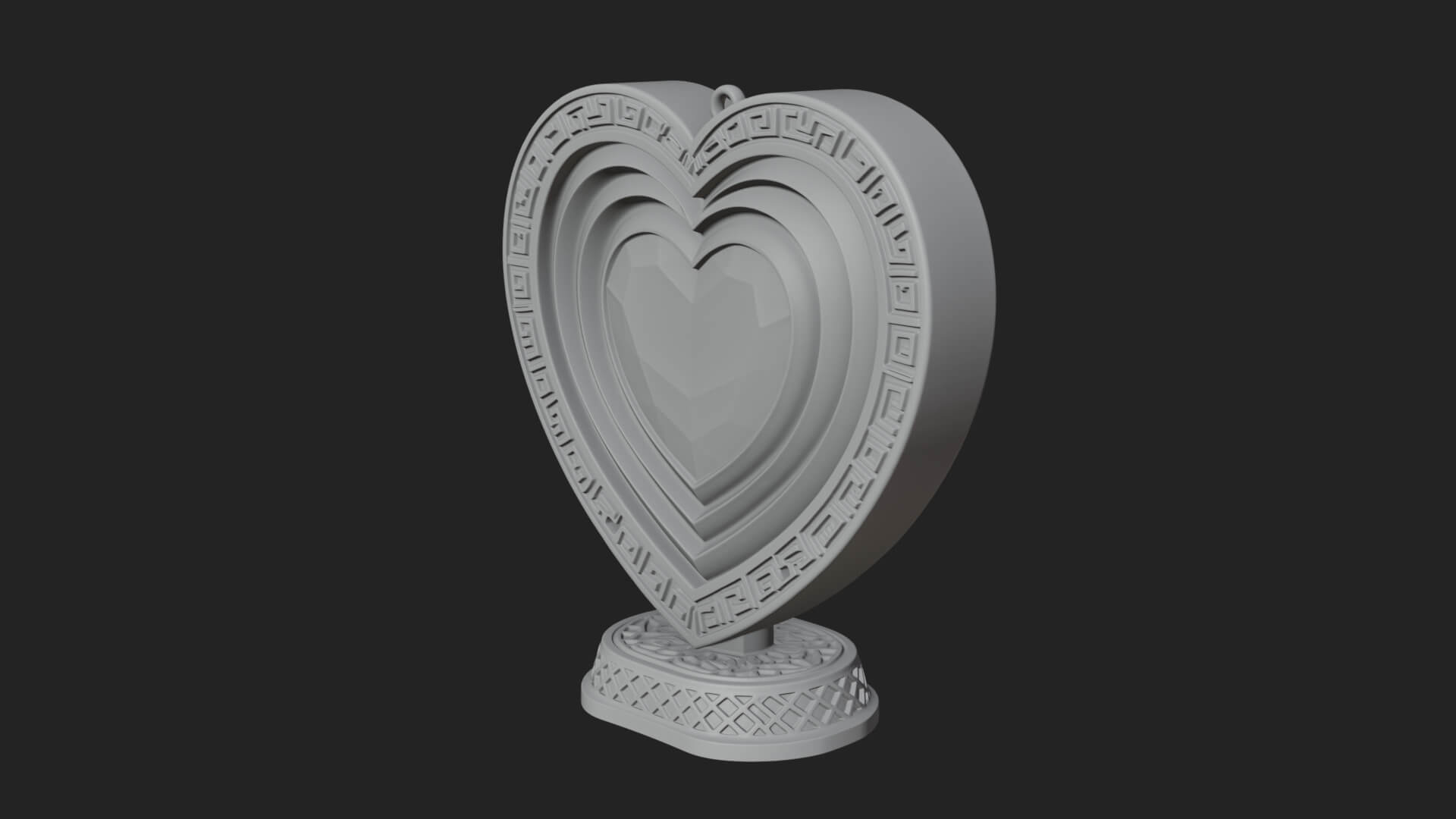 Ornate Framed Heart Plaque Design 298 3D Print Model 3D Model
