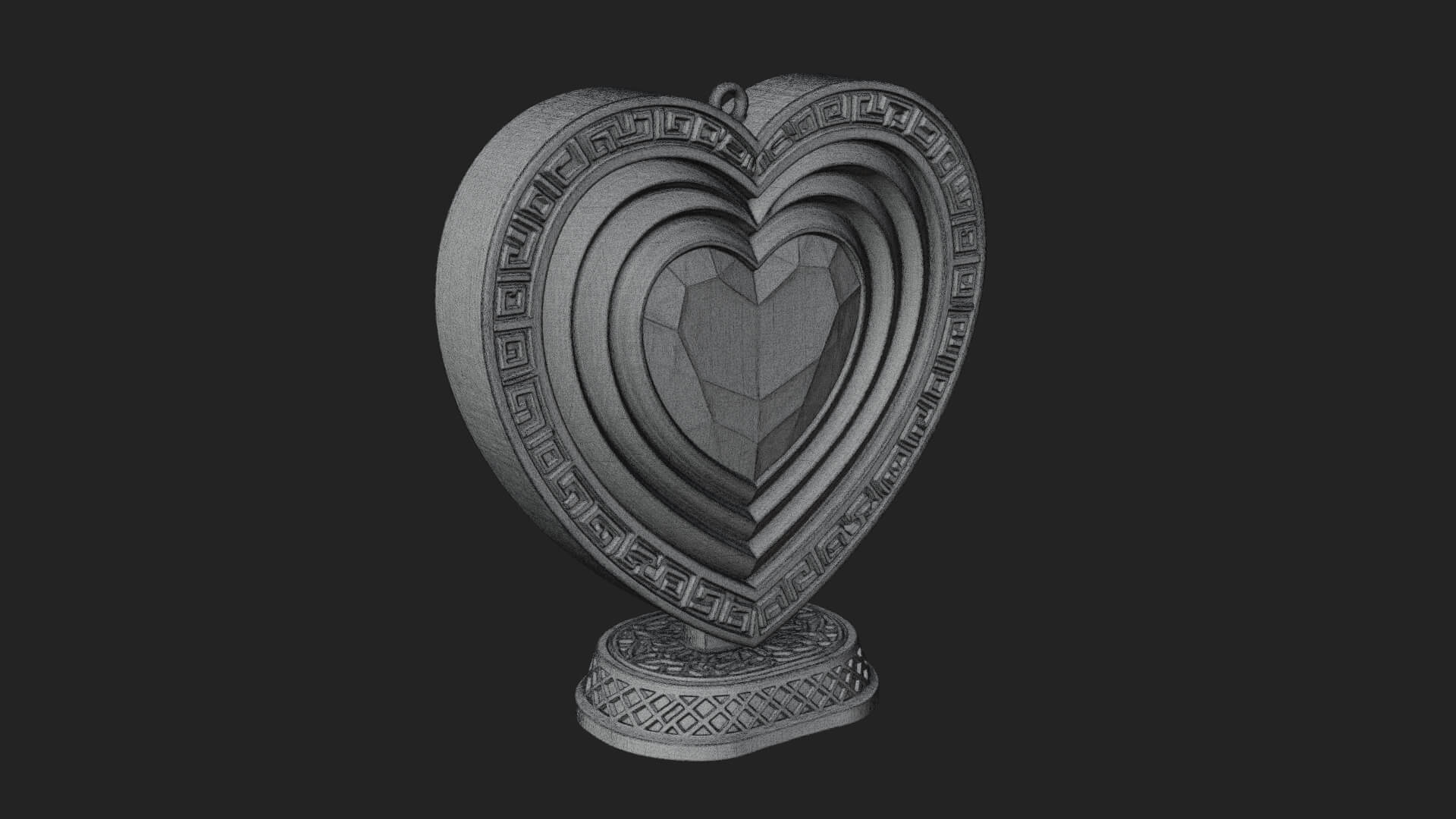 Ornate Framed Heart Plaque Design 298 3D Print Model 3D Model