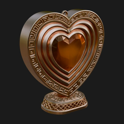 Ornate Framed Heart Plaque Design 298 3D Print Model