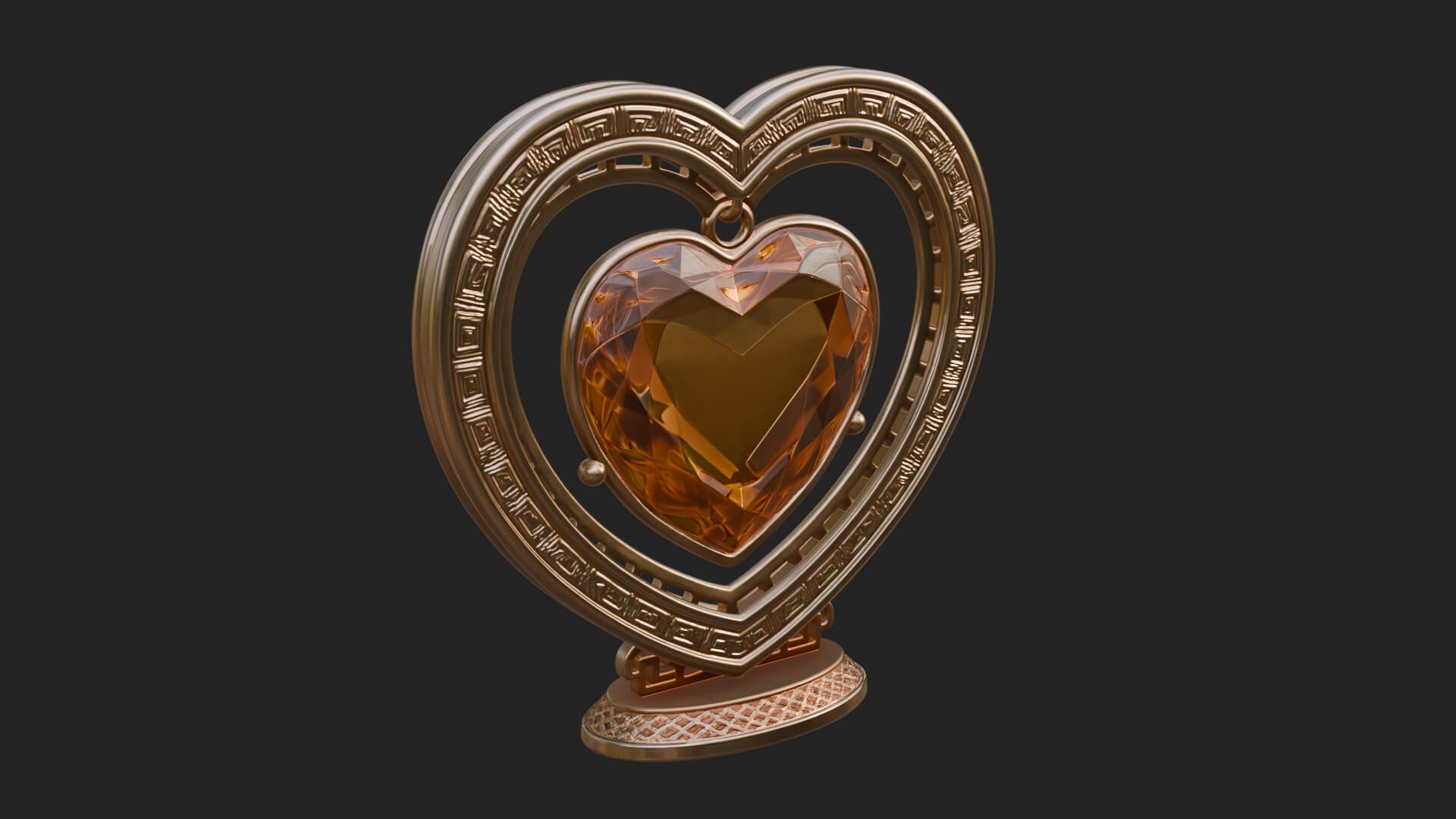 Ornate Framed Heart Plaque Design 299 3D Print Model 3D Model