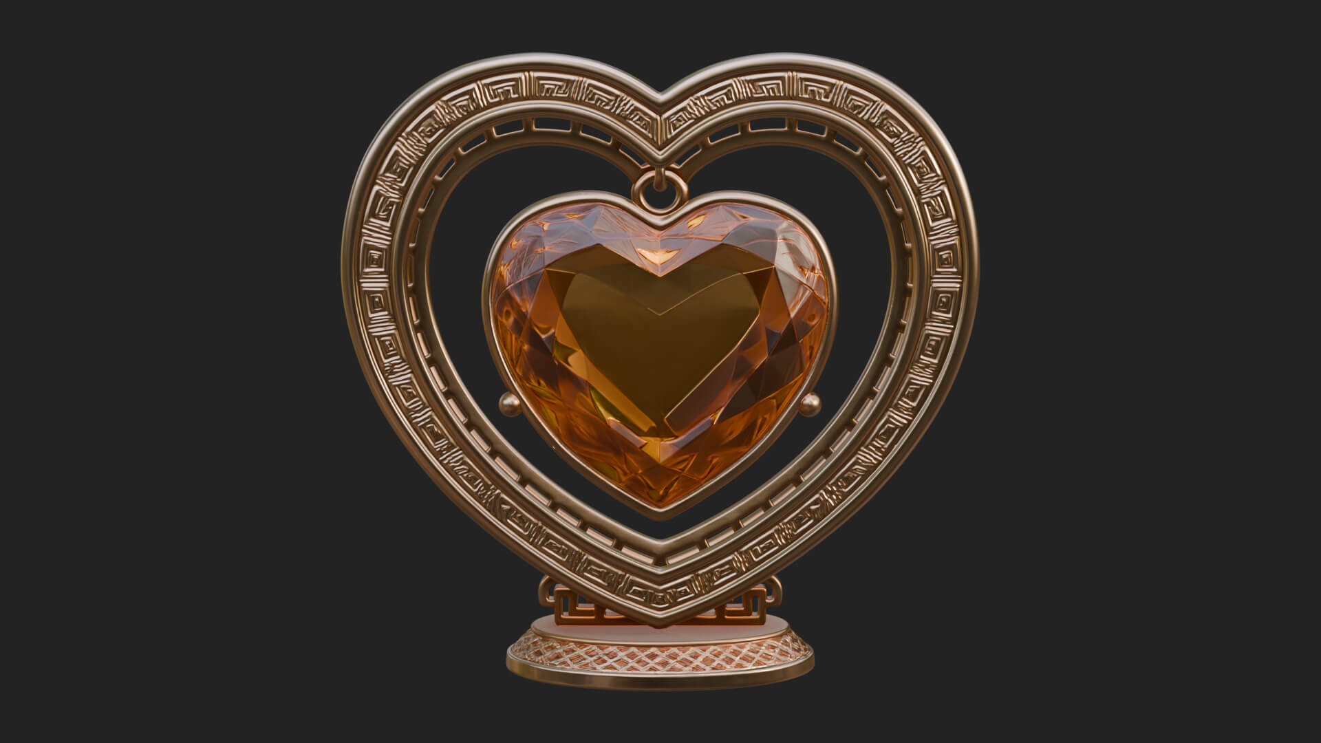 Ornate Framed Heart Plaque Design 299 3D Print Model 3D Model