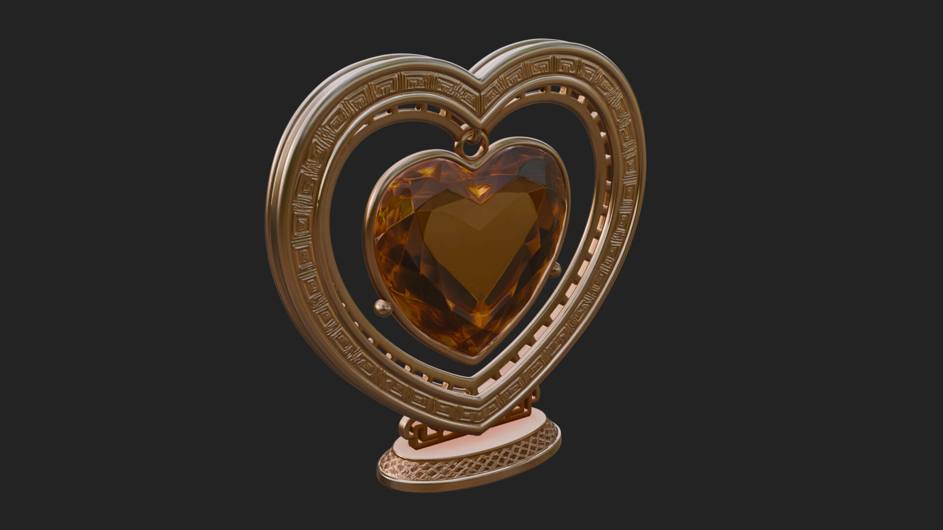 Ornate Framed Heart Plaque Design 299 3D Print Model 3D Model