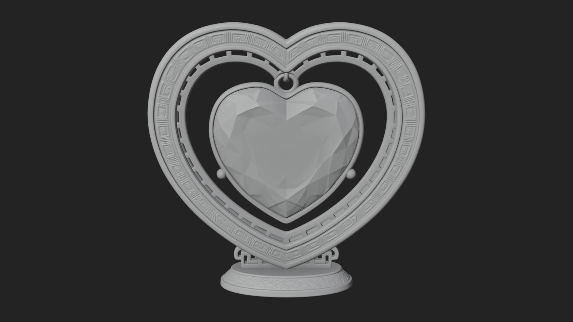 Ornate Framed Heart Plaque Design 299 3D Print Model 3D Model