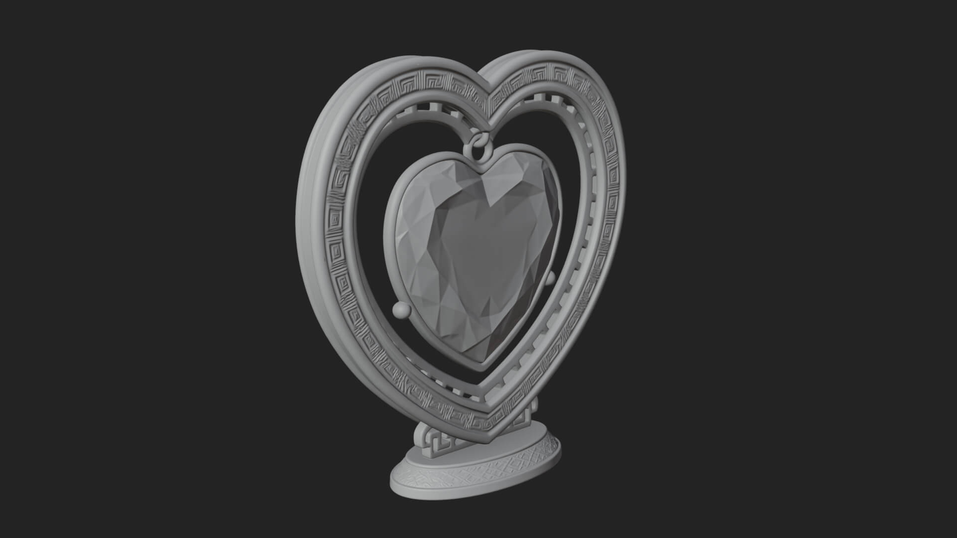 Ornate Framed Heart Plaque Design 299 3D Print Model 3D Model