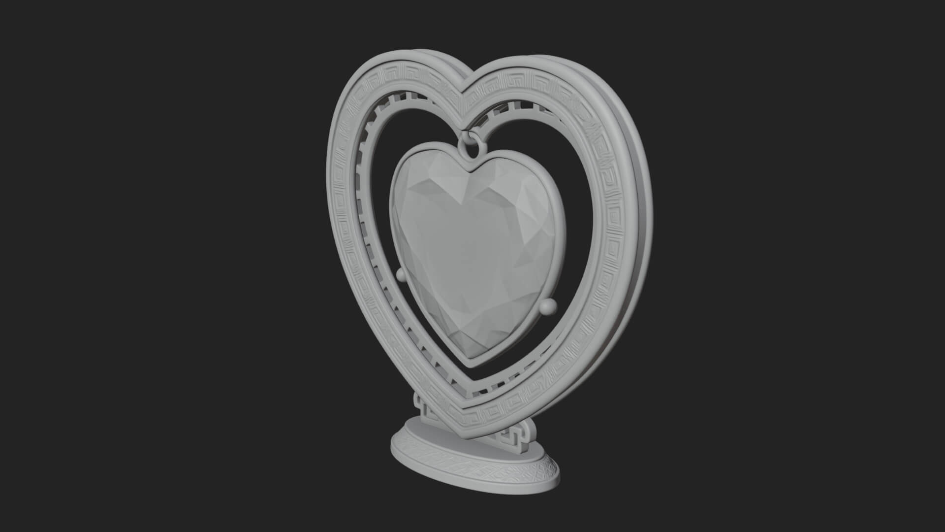 Ornate Framed Heart Plaque Design 299 3D Print Model 3D Model