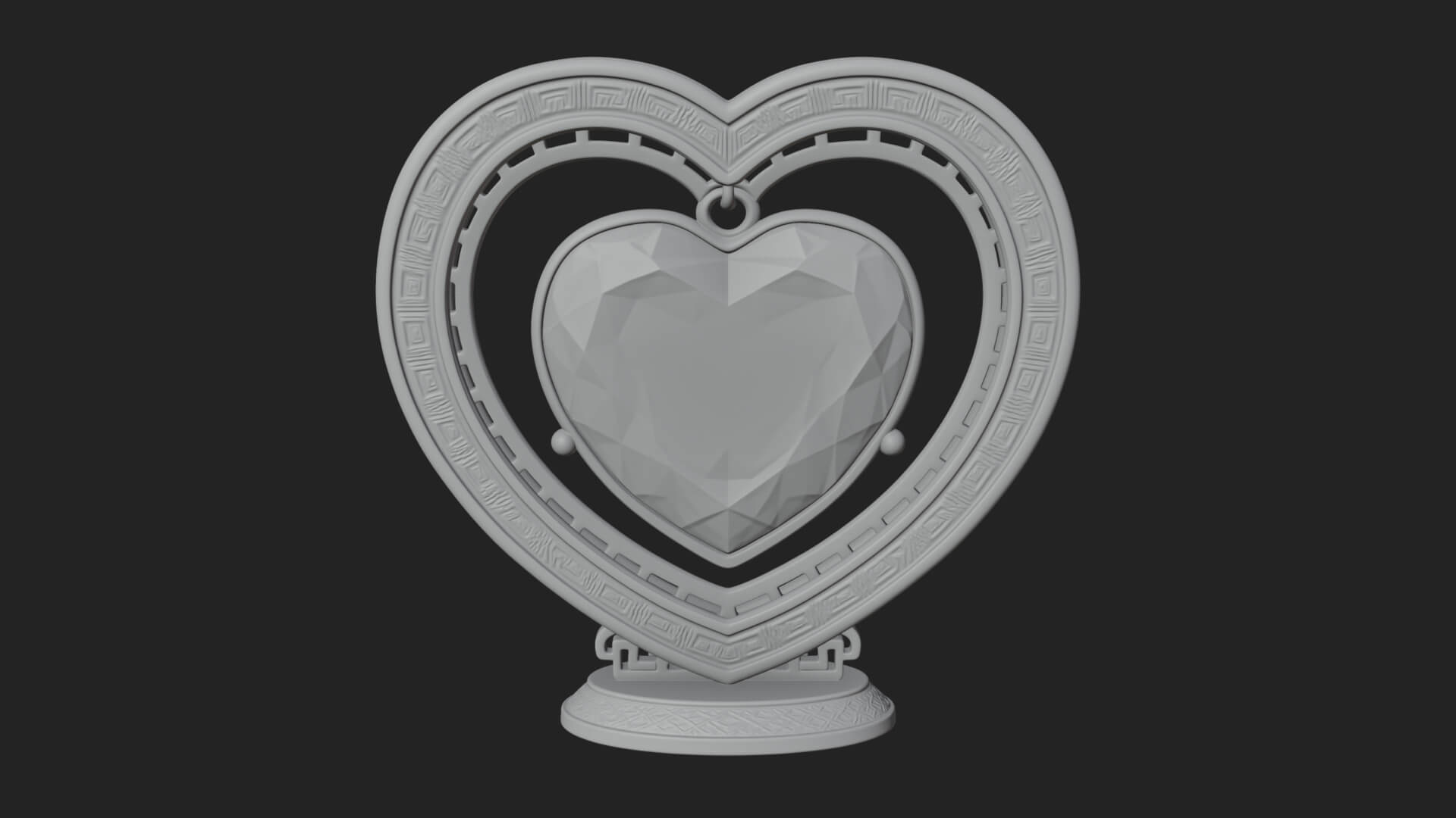 Ornate Framed Heart Plaque Design 299 3D Print Model 3D Model