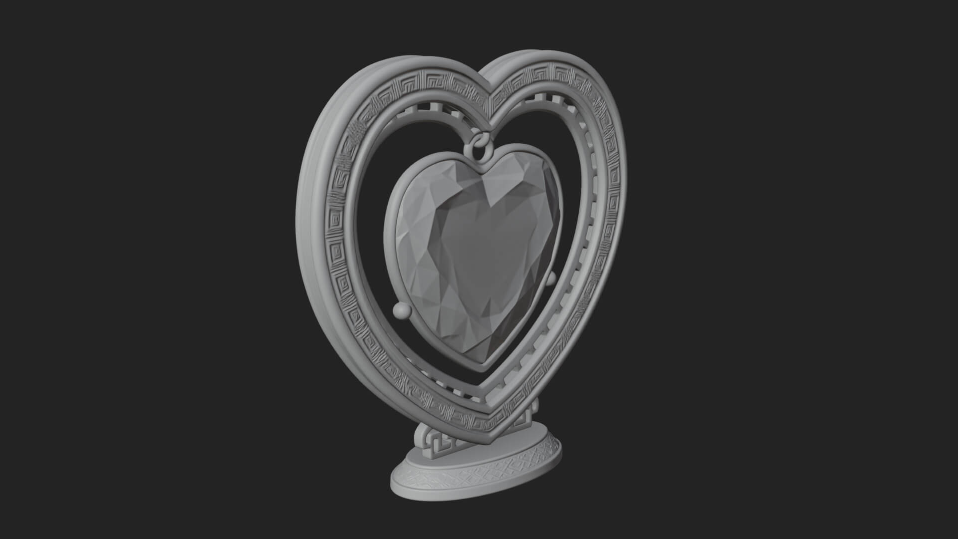 Ornate Framed Heart Plaque Design 299 3D Print Model 3D Model