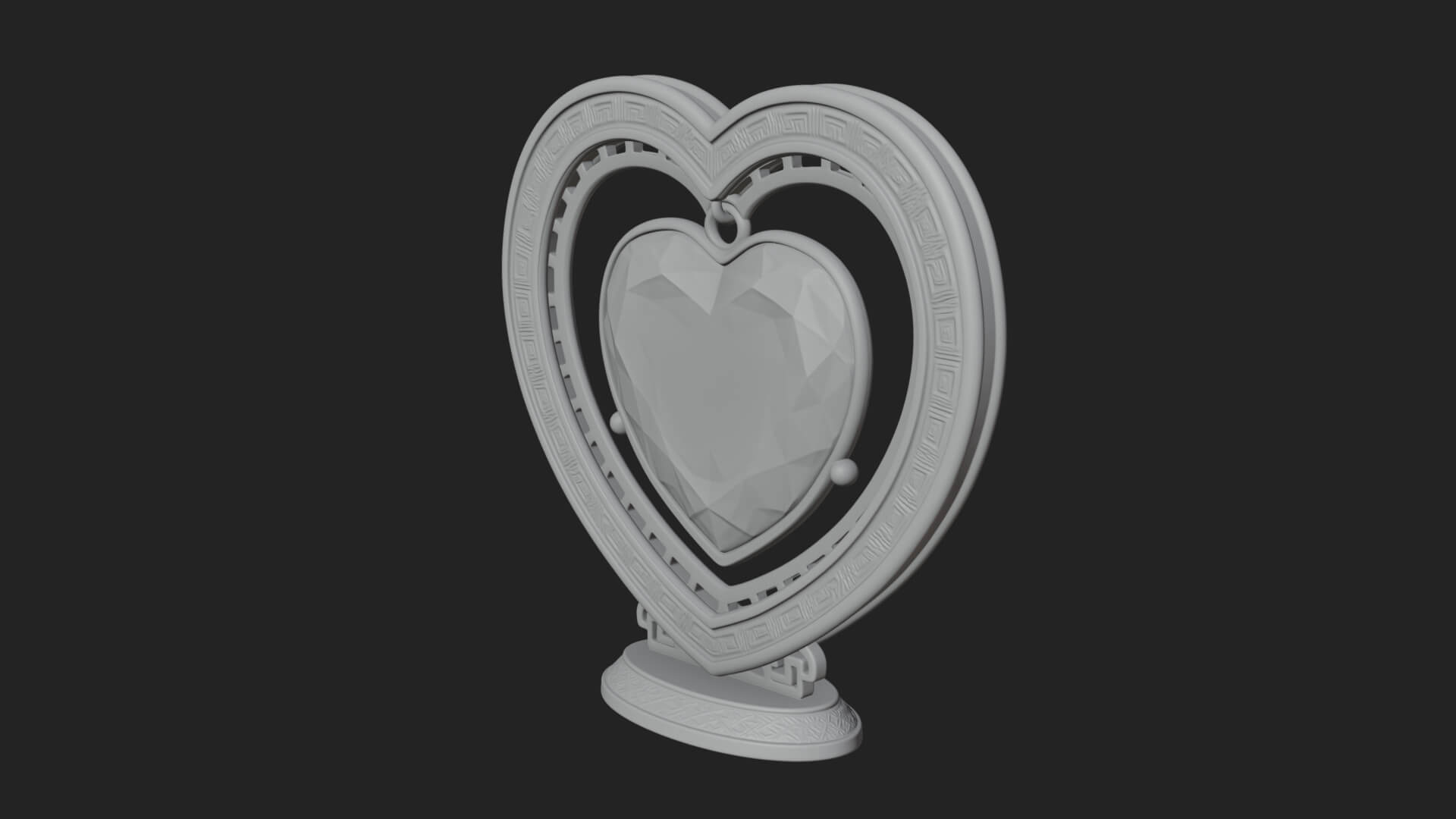 Ornate Framed Heart Plaque Design 299 3D Print Model 3D Model