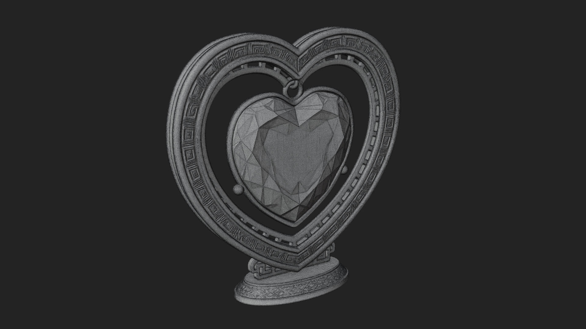 Ornate Framed Heart Plaque Design 299 3D Print Model 3D Model