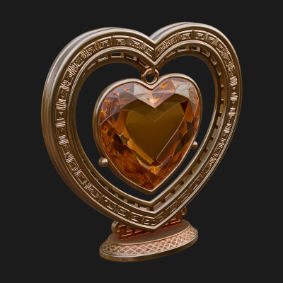 Ornate Framed Heart Plaque Design 299 3D Print Model