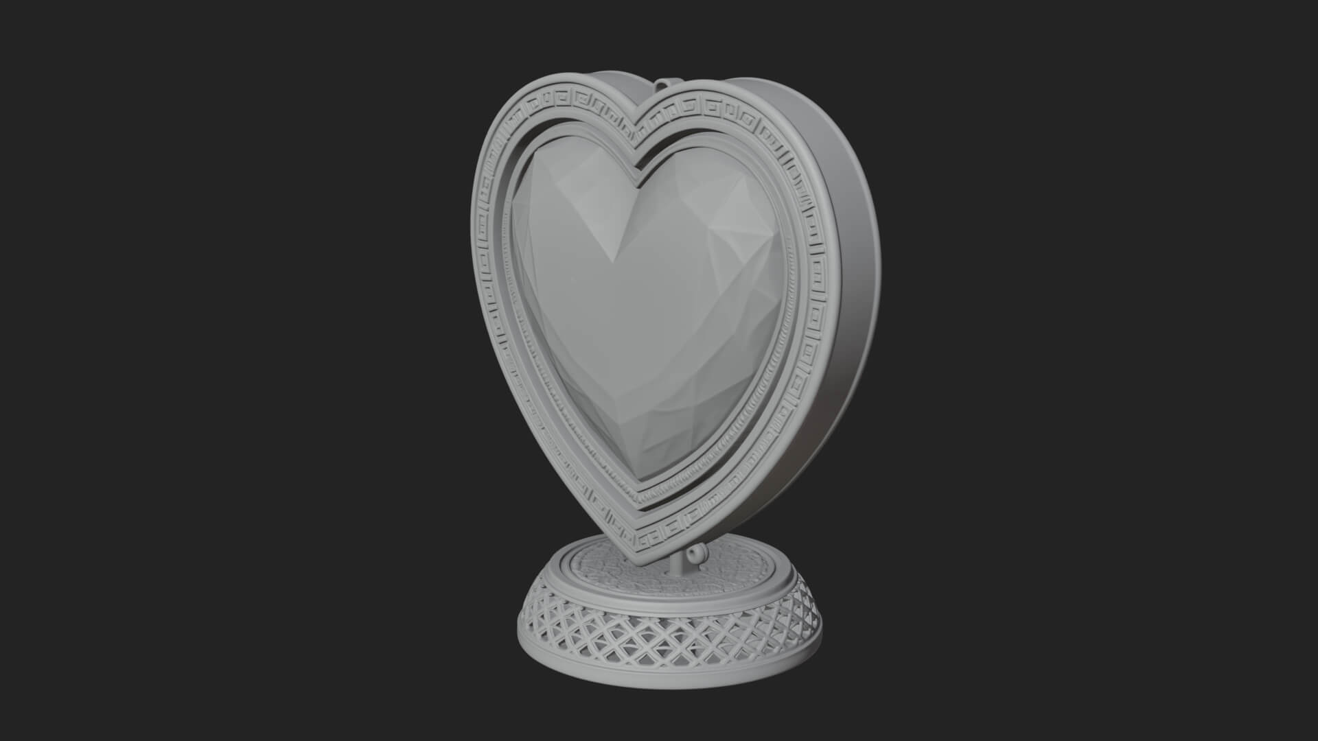 Ornate Framed Heart Plaque Design 300 3D Print Model 3D Model
