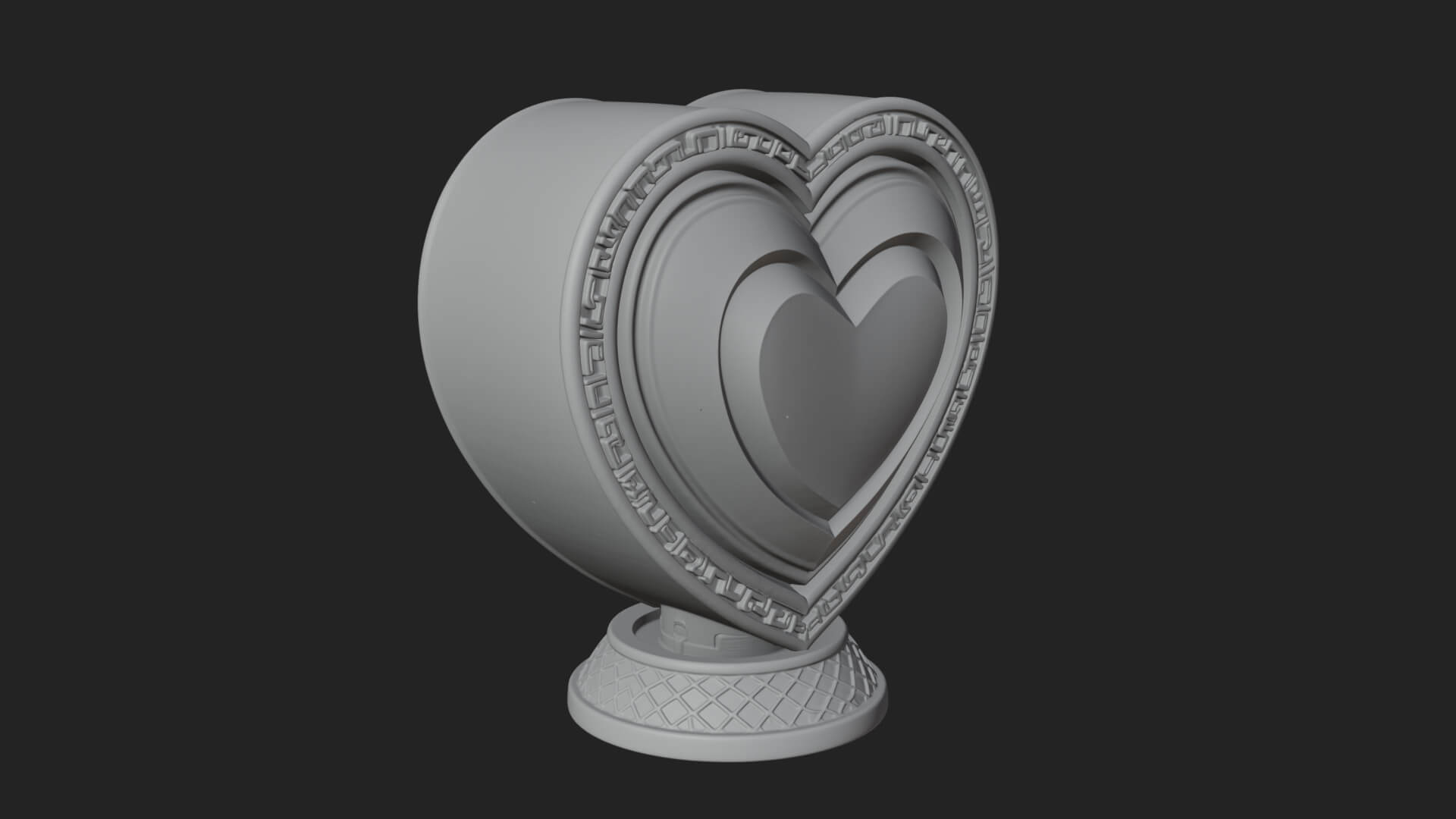Ornate Framed Heart Plaque Design 302 3D Print Model 3D Model
