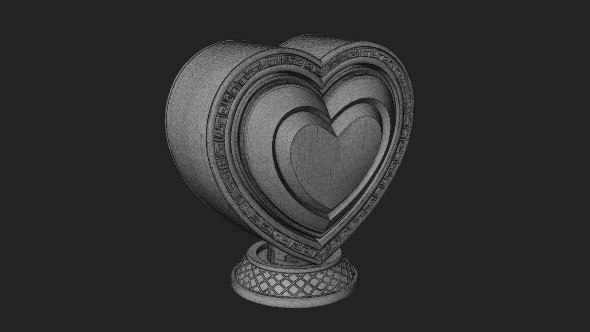Ornate Framed Heart Plaque Design 302 3D Print Model 3D Model